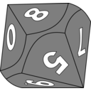 download 10 Sided Die clipart image with 0 hue color