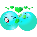 download Kissing Couple Smiley Emoticon clipart image with 135 hue color