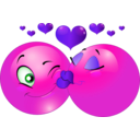 download Kissing Couple Smiley Emoticon clipart image with 270 hue color