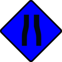 download Caution Road Narrows clipart image with 180 hue color