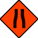 download Caution Road Narrows clipart image with 315 hue color