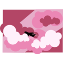 download Plane Silhouette Flying Through Clouds clipart image with 135 hue color