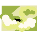 download Plane Silhouette Flying Through Clouds clipart image with 225 hue color