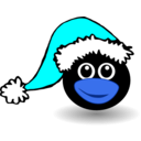 download Funny Tux Face With Santa Claus Hat clipart image with 180 hue color