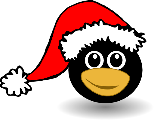 Funny Tux Face With Santa Claus Hat