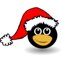 download Funny Tux Face With Santa Claus Hat clipart image with 0 hue color