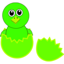 download Funny Chick Cartoon Newborn Coming Out From The Egg clipart image with 45 hue color