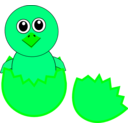download Funny Chick Cartoon Newborn Coming Out From The Egg clipart image with 90 hue color