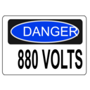 download Danger 880 Volts clipart image with 225 hue color