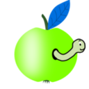 download Apple Red With A Green Leaf With Funny Worm clipart image with 90 hue color