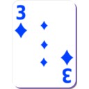 download White Deck 3 Of Diamonds clipart image with 225 hue color