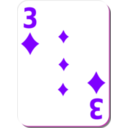download White Deck 3 Of Diamonds clipart image with 270 hue color