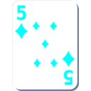 download White Deck 5 Of Diamonds clipart image with 180 hue color