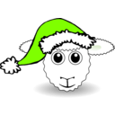 download Funny Sheep Face White Cartoon With Santa Claus Hat clipart image with 90 hue color