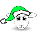download Funny Sheep Face White Cartoon With Santa Claus Hat clipart image with 135 hue color