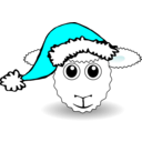 download Funny Sheep Face White Cartoon With Santa Claus Hat clipart image with 180 hue color