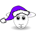 download Funny Sheep Face White Cartoon With Santa Claus Hat clipart image with 270 hue color