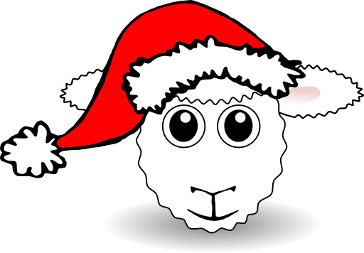 Funny Sheep Face White Cartoon With Santa Claus Hat