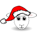 download Funny Sheep Face White Cartoon With Santa Claus Hat clipart image with 0 hue color