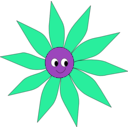 download Pink Green Sun Flower clipart image with 180 hue color
