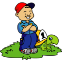 download Boy And Turtle clipart image with 0 hue color