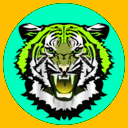download Tiger Green On Red clipart image with 45 hue color