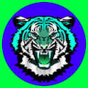 download Tiger Green On Red clipart image with 135 hue color
