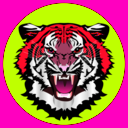 download Tiger Green On Red clipart image with 315 hue color