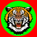 download Tiger Green On Red clipart image with 0 hue color