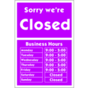 download Sorry Were Closed clipart image with 45 hue color
