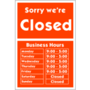 download Sorry Were Closed clipart image with 135 hue color