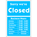 download Sorry Were Closed clipart image with 315 hue color