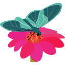 download Butterfly On A Flower clipart image with 315 hue color