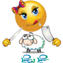 Girl Eats Sheep Smiley Emoticon