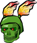 Green Skull With Flames