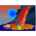 download Bathing In A Waterfall clipart image with 180 hue color
