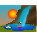download Bathing In A Waterfall clipart image with 0 hue color