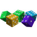 download Five Colored Dice clipart image with 135 hue color