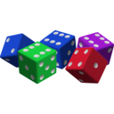 download Five Colored Dice clipart image with 225 hue color