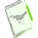 download Sketchpad With Drawing Of A Bird clipart image with 45 hue color