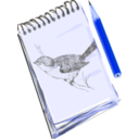 download Sketchpad With Drawing Of A Bird clipart image with 180 hue color