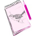 download Sketchpad With Drawing Of A Bird clipart image with 270 hue color