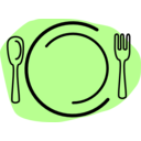 download Dinner Plate With Spoon And Fork clipart image with 45 hue color