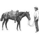 download Man And His Horse clipart image with 90 hue color