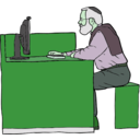 download Man Working On Computer clipart image with 90 hue color