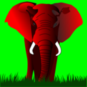 download Elephant Red On Green clipart image with 0 hue color