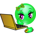 download Girl Laptop Smiley Emoticon clipart image with 90 hue color
