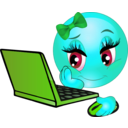 download Girl Laptop Smiley Emoticon clipart image with 135 hue color