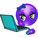 download Girl Laptop Smiley Emoticon clipart image with 225 hue color