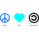 download Peace Love Community clipart image with 180 hue color